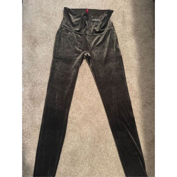NWOT SPANX Velvet Leggings Women High Waist Ankle Dark Palm Green Stretch- Large - Picture 7 of 12
